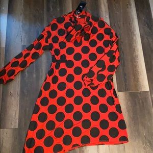 Zara asymmetrical red polka dotted dress